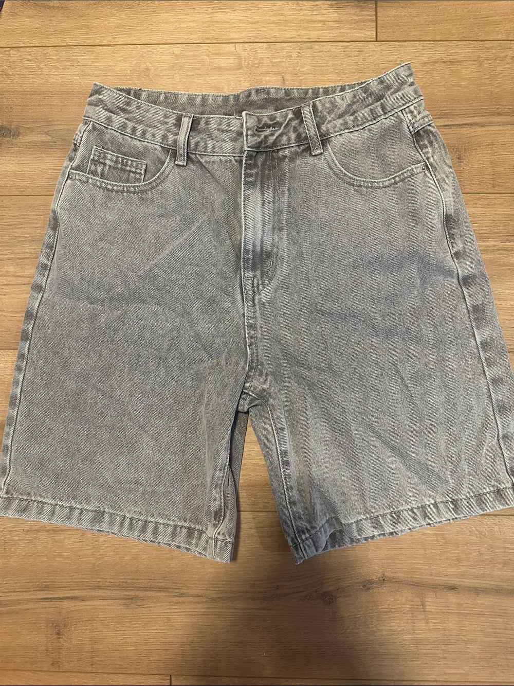 Cider Light Grey Washed Denim Jean Shorts